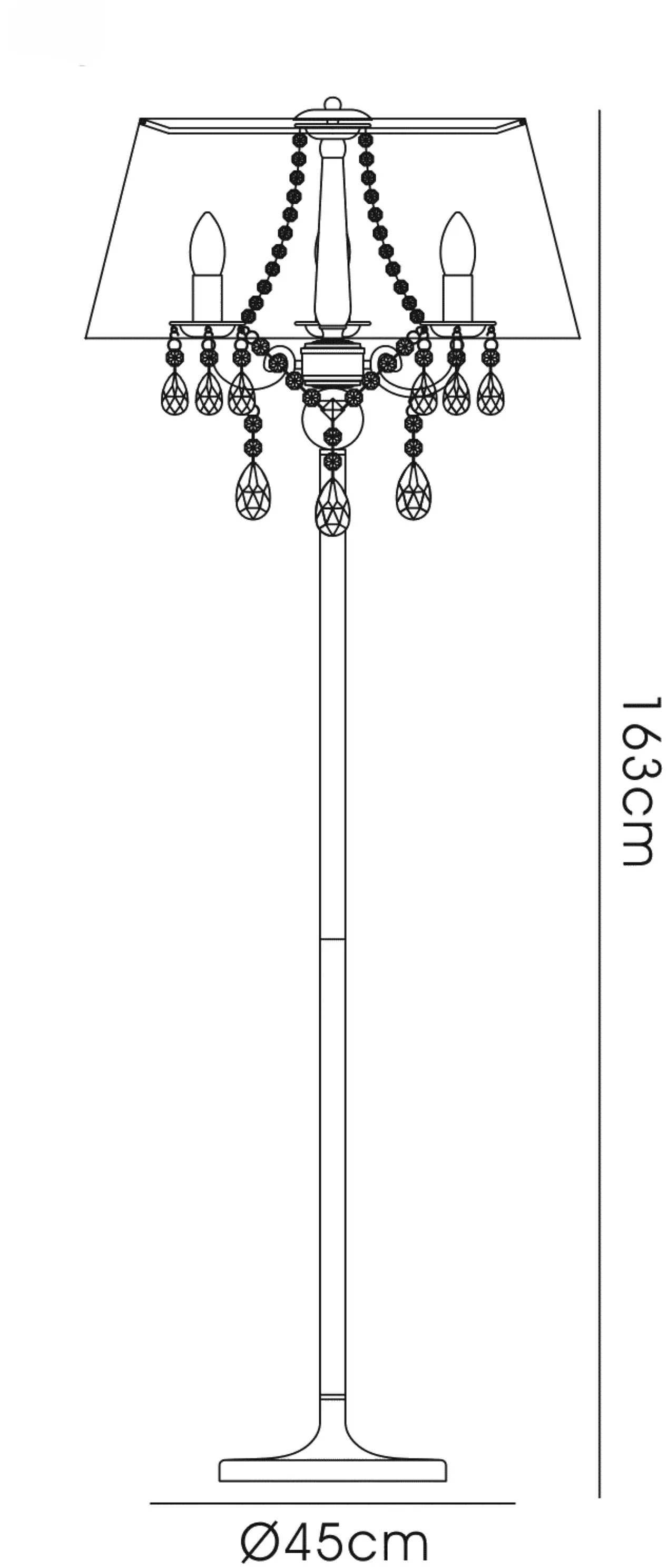 Olivia Crystal 163cm Floor Lamp 3 Light IL30063/WH  Diyas Olivia Polished Chrome-White